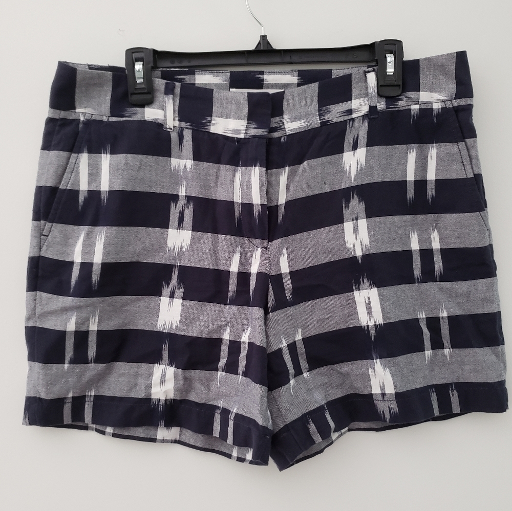 Ann Taylor LOFT Ikat 100% Cotton Plaid Shorts Size 10